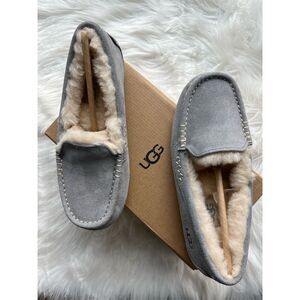 🆕 UGG Women's Ansley Slippers Gray Suede Slip-On Loafers Size 5 Casual Shoes